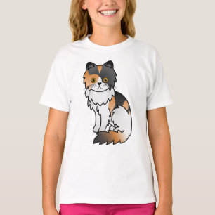 Camiseta Ilustração de Gato de Cartoon Gótico Calico Per