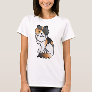 Camiseta Ilustração de Gato de Cartoon Gótico Calico Persa