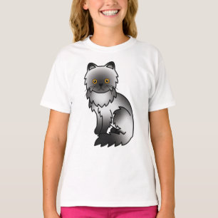 Camiseta Ilustração de Gato de Cartoon Persa de Fumaça