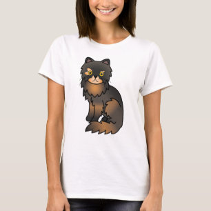 Camiseta Ilustração de Gato de Cartoon Persa de Tortie Poin