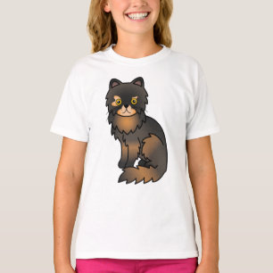 Camiseta Ilustração de Gato de Cartoon Persa de Tortie Poin