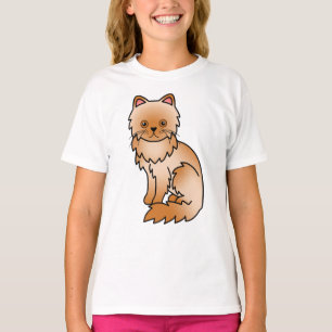 Camiseta Ilustração de Gato de Cartoon Vermelho Persa