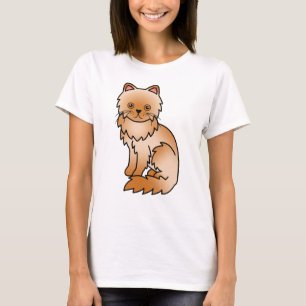 Camiseta Ilustração de Gato de Cartoon Vermelho Persa