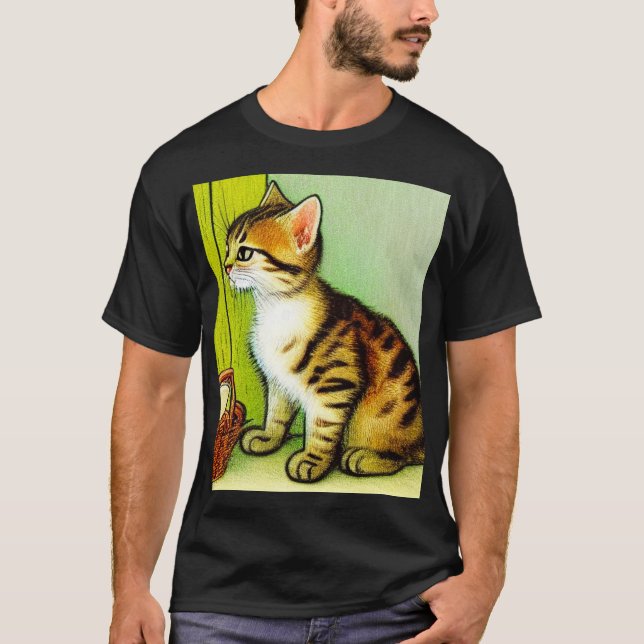Camiseta Ilustração de Gato de Tabby de Vintage (Frente)