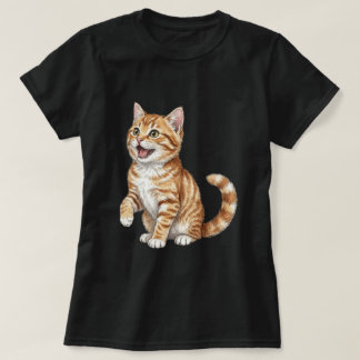 Camiseta Ilustração de Gato em Aquarela de Gatinho Tabby La