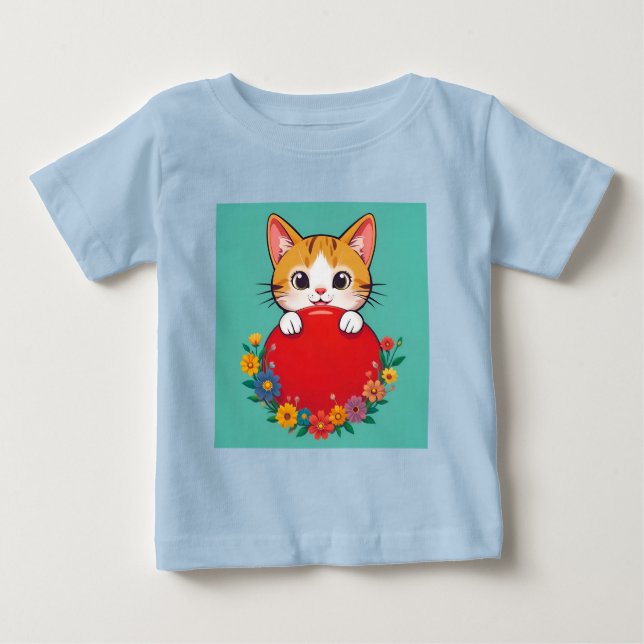 Camiseta Ilustração de Gato Fofo (Frente)