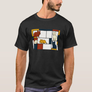Camiseta Ilustração de Gato Inspirada na Arte De Stijl - Di