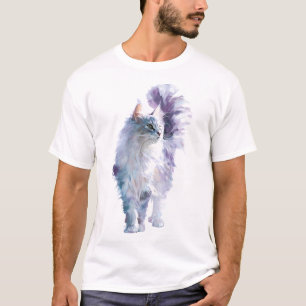 Camiseta Ilustração de Gato Longhair de Aquarela Etérea par