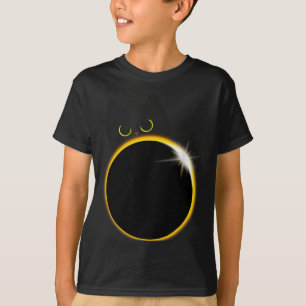 Camiseta Ilustração de Gato Preto Amante de Eclipse Solar