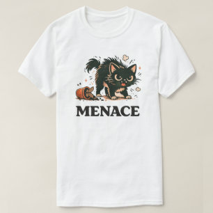 Camiseta Ilustração de Gato Preto Ameaça Divertida