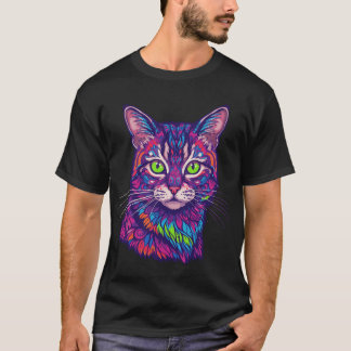 Camiseta ilustração de gato psicodélico