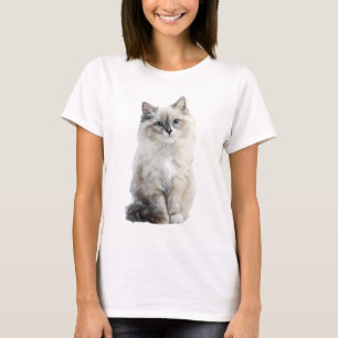 Camiseta Ilustração de Gato Ragdoll de Olhos Azuis Fofos pa