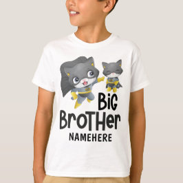 Camiseta Ilustração de Gato Super-Herói Irmão Mais Velho co