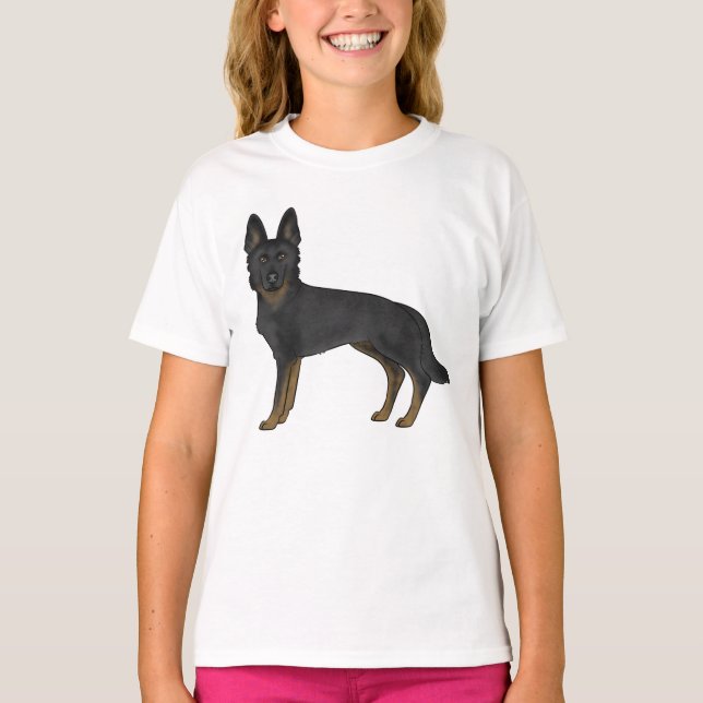 Camiseta Ilustração de German shepherd Bi-Black (Frente)