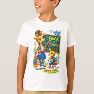 Camiseta Ilustração de Girafa de Volta à Escola
