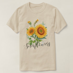 Camiseta Ilustração de Girassóis Amarelos Botânica Floral