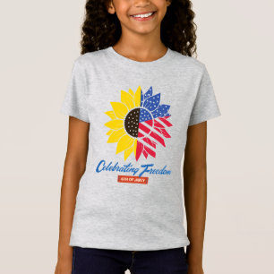 Camiseta Ilustração de Girassol 4 de Julho