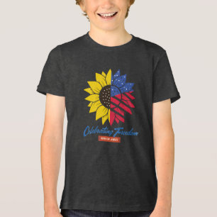 Camiseta Ilustração De Girassol 4 De Julho