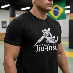 Camiseta Ilustração de Grappling de Jiu-Jitsu Brasileiro