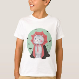 Camiseta Ilustração de Halloween: Gato de Vampiro