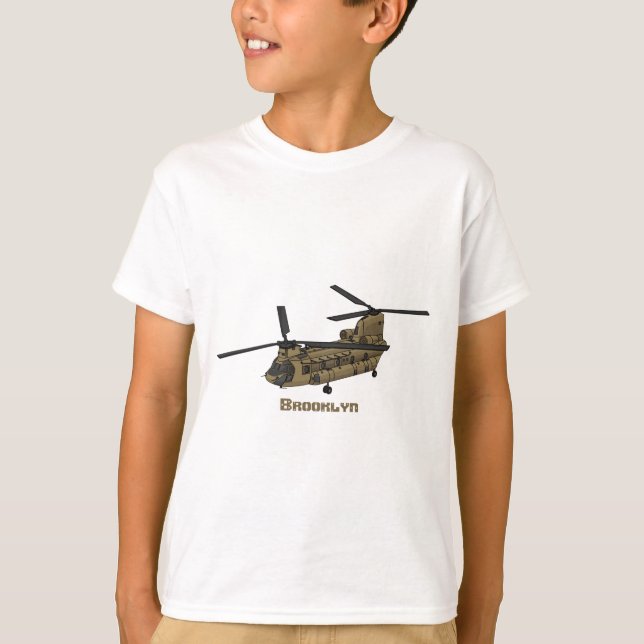 Camiseta Ilustração de helicóptero militar Chinook (Frente)