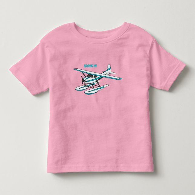 Camiseta Ilustração de hidroavião azul branco (Frente)