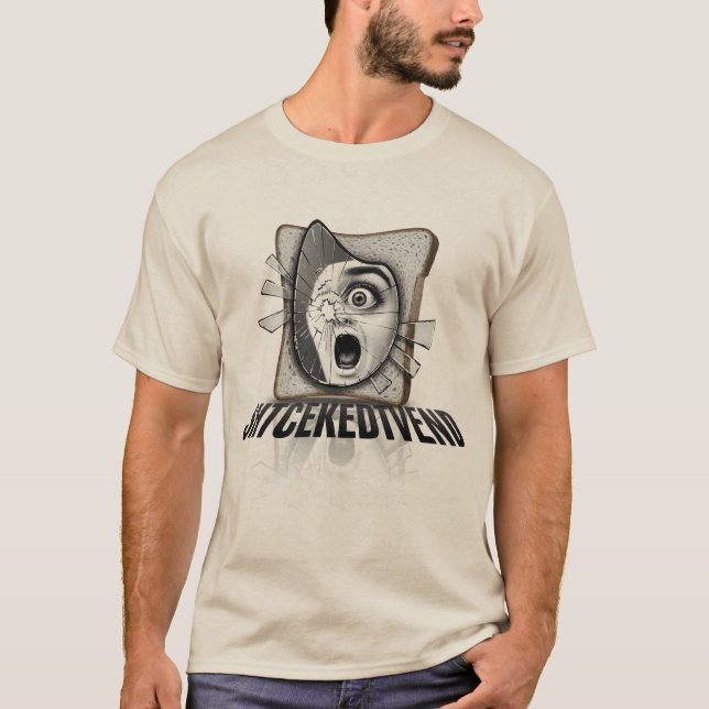 Camiseta Ilustração de Horror de Torrada de Espelho Quebrad (Frente)