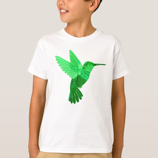 Camiseta Ilustração de Hummingbird Verde Ilustrada (Frente)