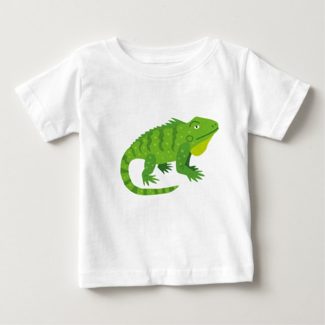 Camiseta Ilustração de Iguana Verde de Cartoon (Frente)