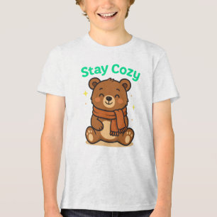 Camiseta Ilustração de inverno do Urso Bonito de Manga