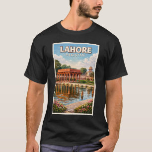 Camiseta Ilustração de Jardins de Lahore Paquistão Arte de 