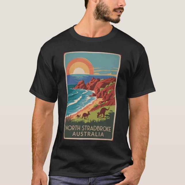 Camiseta Ilustração de Kangaroos Ilha Stradbreak Norte (Frente)