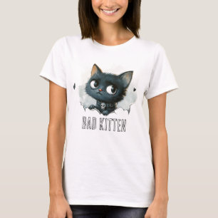 Camiseta Ilustração de Kitten Edgy - Texto de "Kitten Mau"