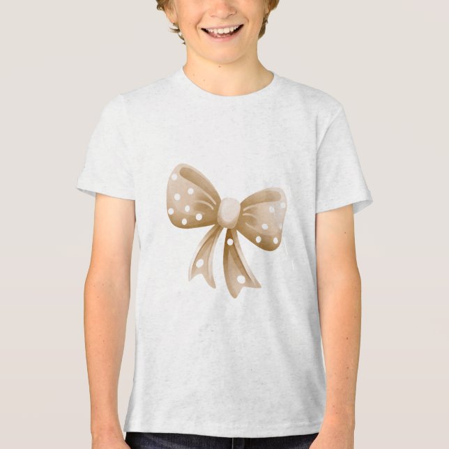 Camiseta Ilustração de Laço com Bolinhas Suaves (Frente)
