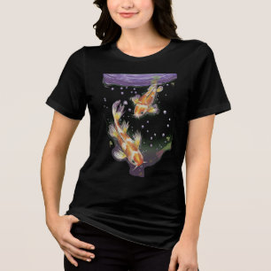 Camiseta Ilustração de Lago de Peixes Koi Japoneses Estétic