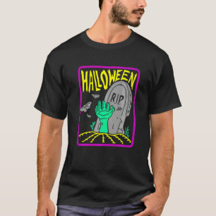 Camiseta Ilustração de Lápide de Zumbi Morto-Vivo de Hallow
