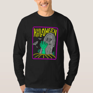 Camiseta Ilustração de Lápide de Zumbi Morto-Vivo de Hallow