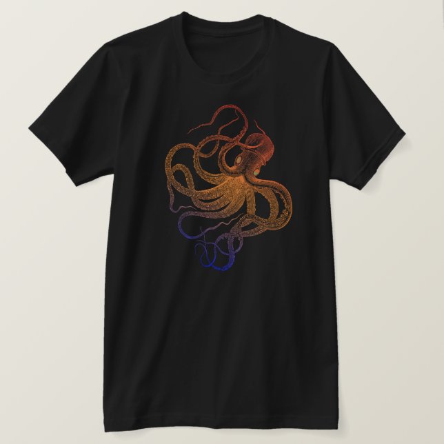 Camiseta Ilustração De Laranja E Octopus (Frente do Design)