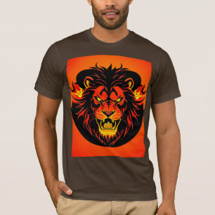 Camiseta Ilustração de Leão Ardente Cercado por Flamboyânci