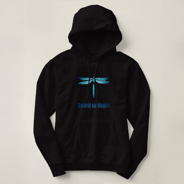Camiseta Ilustração de Libélula Azul em Voo (Frente do Design)