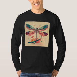 Camiseta Ilustração de Libélula Fofa Estética Colorida Mulh