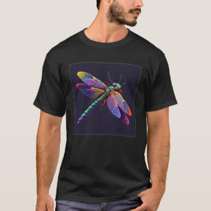 Camiseta Ilustração de Libélula Fofa Estética Colorida Mulh