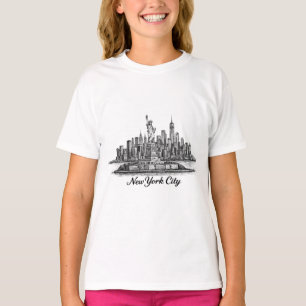 Camiseta Ilustração de Linha do Horizonte de Nova York