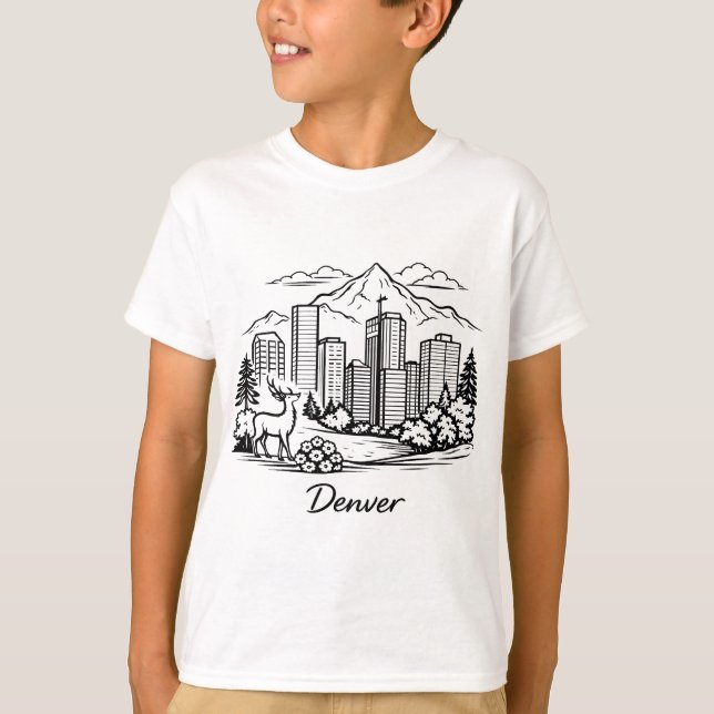 Camiseta Ilustração de linha preta de Denver (Frente)