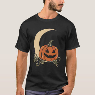 Camiseta Ilustração de Lua Crescente de Abóbora de Hallowee