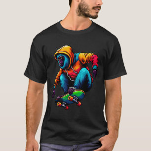 Camiseta Ilustração de Macaco Uivador Funky Legal de Skate