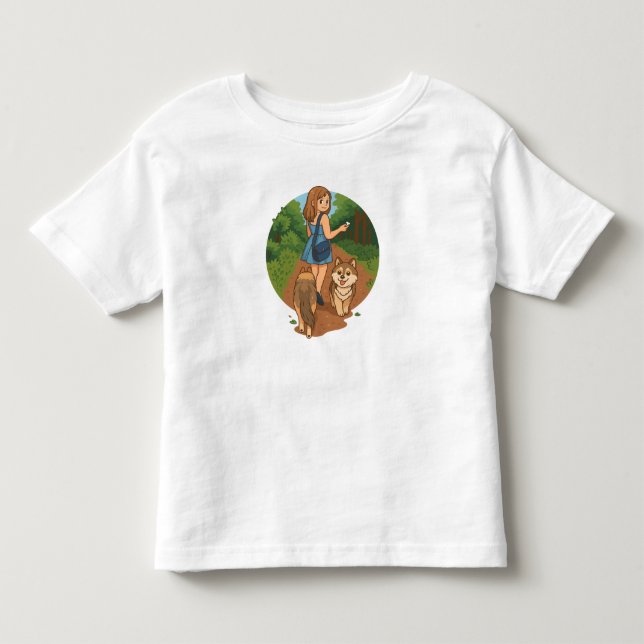 Camiseta Ilustração de mãe de cachorro fofa passeando com c (Frente)
