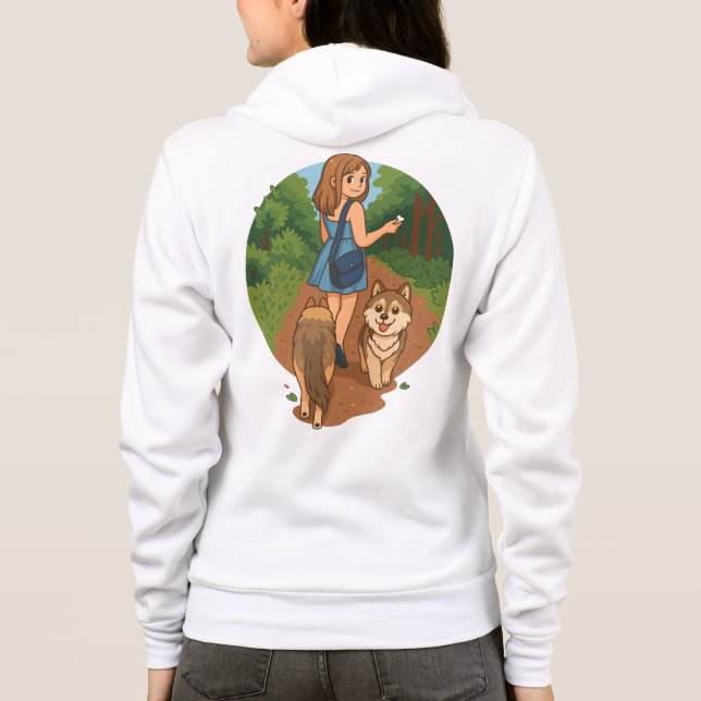 Camiseta Ilustração de mãe de cachorro fofo passeando com c (Verso)