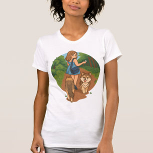 Camiseta Ilustração de Mãe de Cachorro Fofo Passeando com F