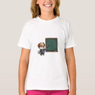 Camiseta Ilustração de Mascote de Cachorro Professor Inteli